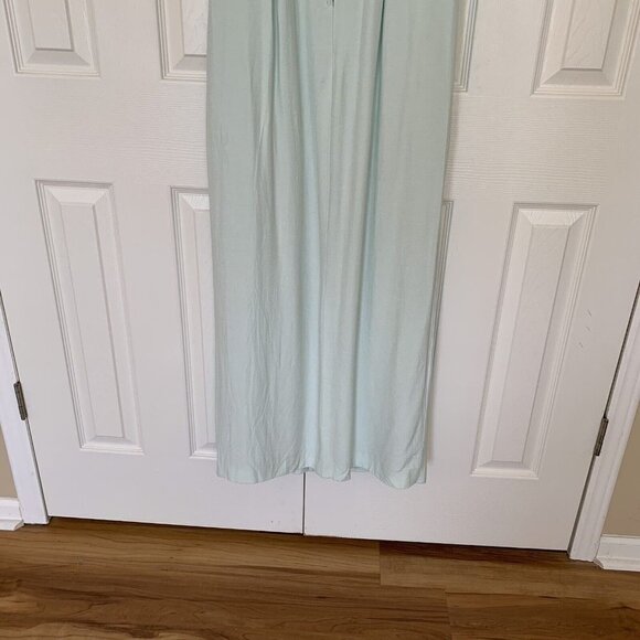 ILGWU Medium Mint Green Full Length Dress Sleeveless Gown With Slit Vintage - Picture 6 of 16